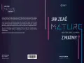 Grafika z napisem "Jak zdać maturę z matmy?", neonowe linie i logo "Matematyka z głową".