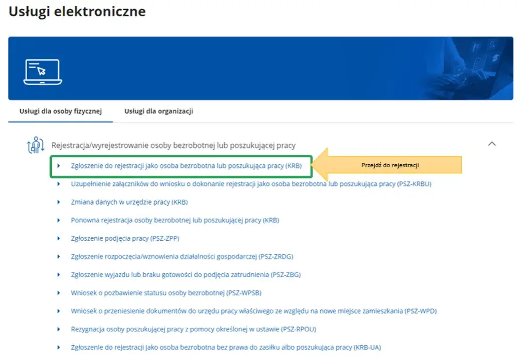 Rejestracja bezrobotnego w urzędzie pracy online i stacjonarnie