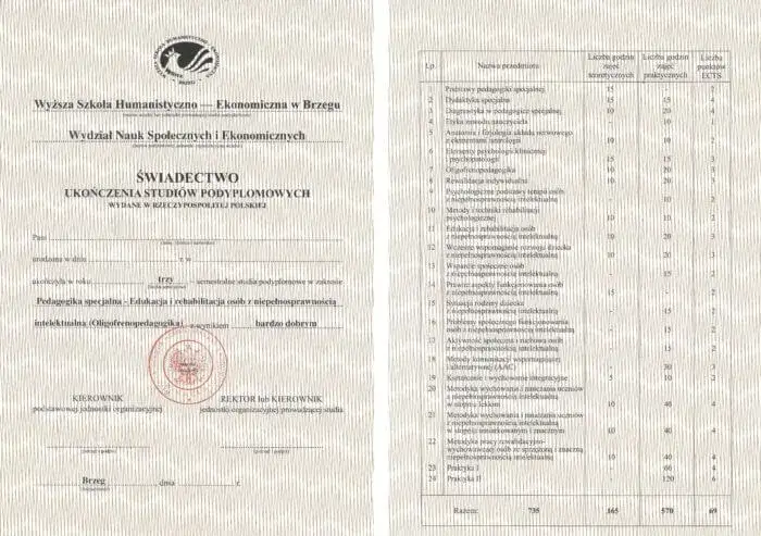dyplom studia wyższe dokumenty