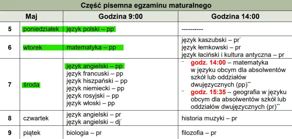 kalendarz matura 2026 odliczanie