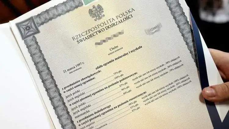 Świadectwo dojrzałości wzór
